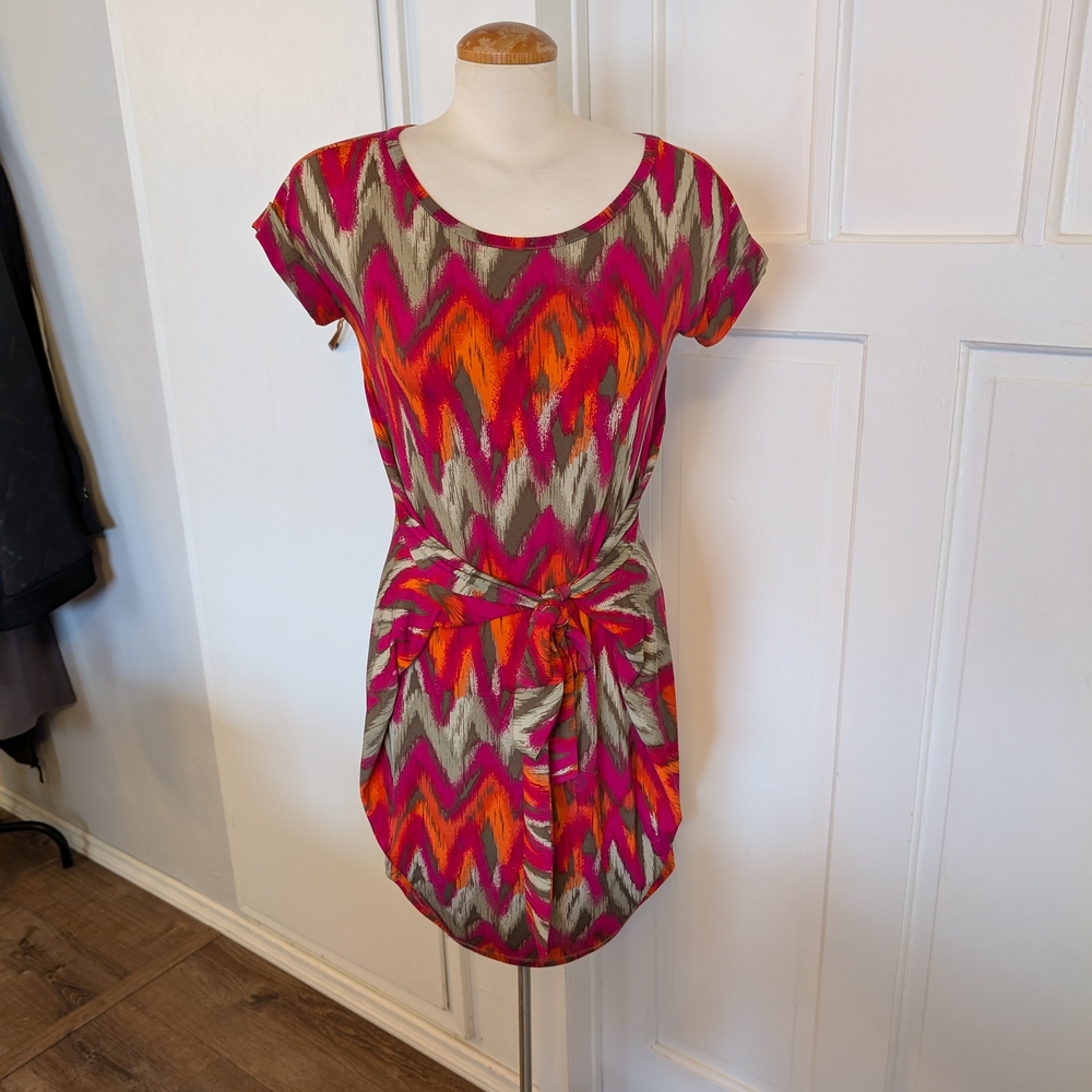 Michael Kors Pink and Orange Ruched Sheath Dress